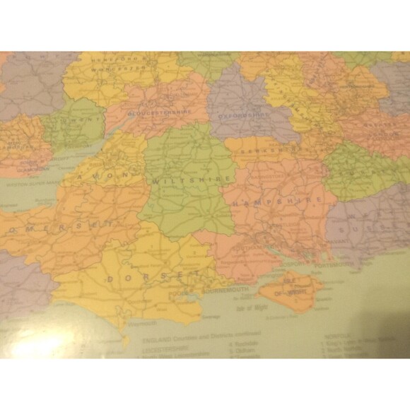 Vtg 50" X 36 Bartholomew Planner's Counties & Regions Map Britsh Isles Map 1990 - Picture 6 of 9